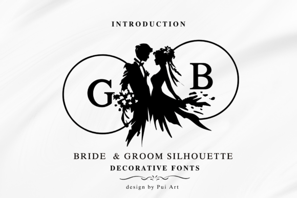 Elegant Wedding Typography: The Bride & Groom Silhouette Monogram
