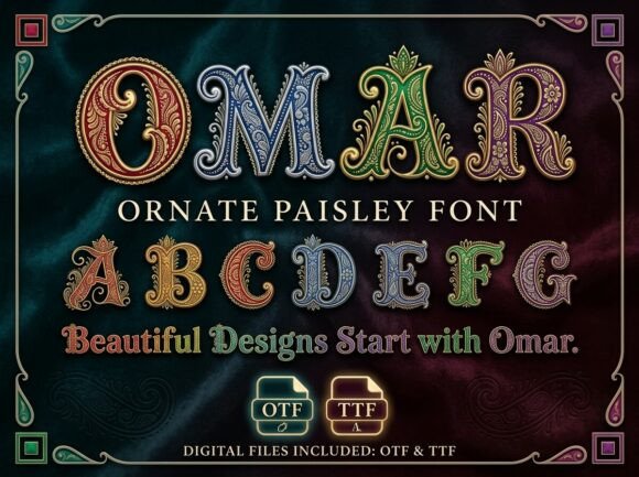 Omar: Ornate Paisley Typography for Luxury Design